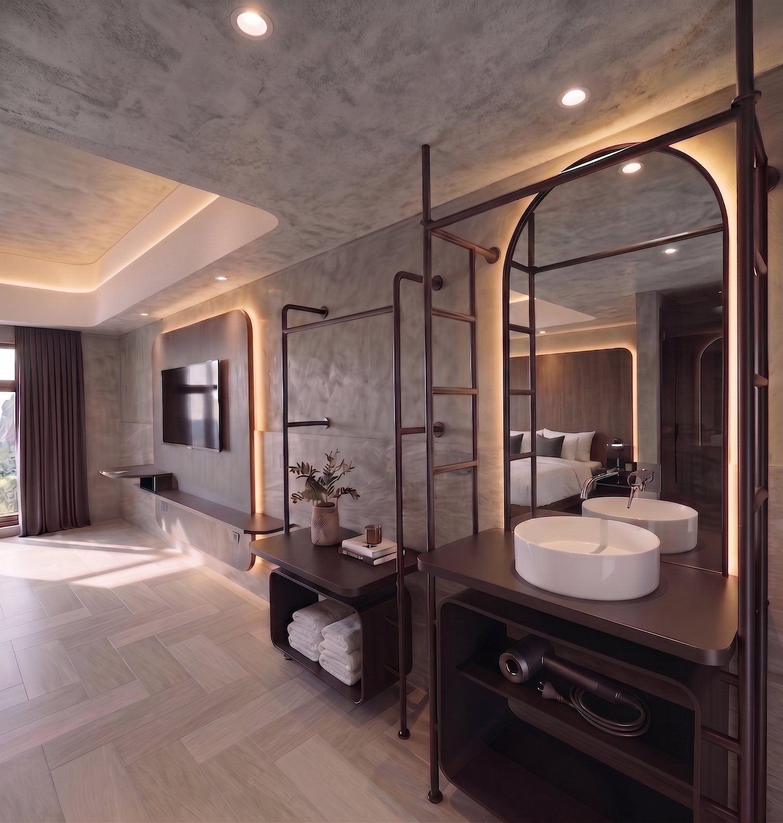 Villa V room beneath the limestone cliffs