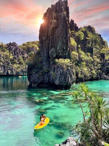 Kayaking through El Nido's limestone lagoons